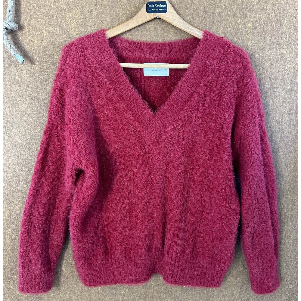 Lucky Brand Red Soft Sweater Women's XS Oversized V-Neck